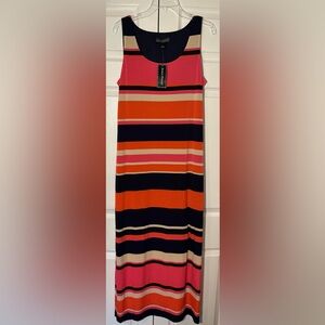 Jessica Howard Orange and Pink Striped Pencil Skirt